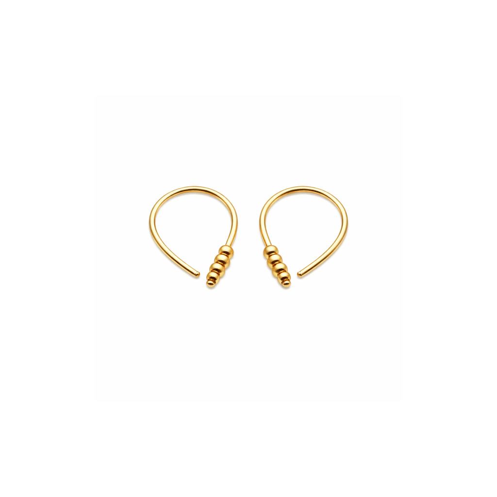 Teardrop Huggie Hoop Earrings with Four Beads