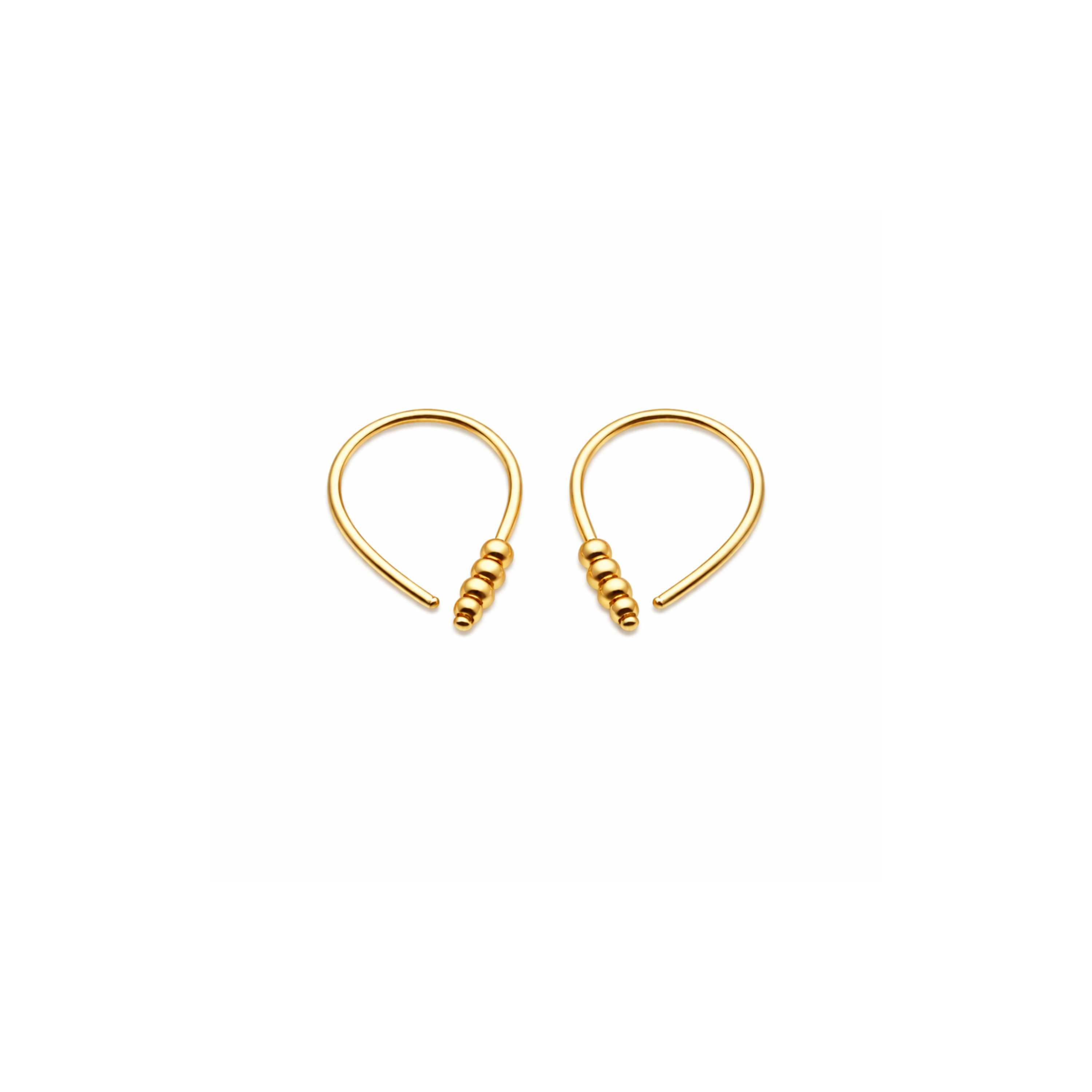Teardrop Huggie Hoop Earrings with Four Beads