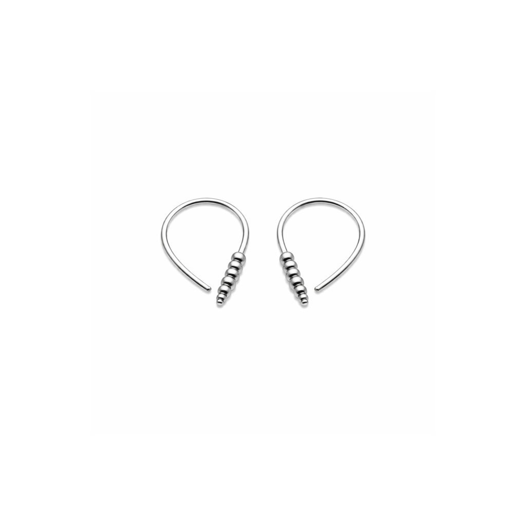 Teardrop Huggie Hoop Earrings with Five Beads