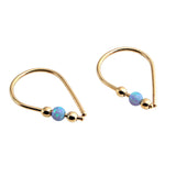 Gold Filled 20 GA Piercing Teardrop Hoop Horseshoe Arc Hook Earrings with Opal