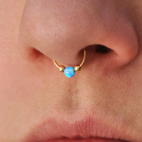 Blue Opal Nose Ring Gold Filled - Add a Touch of Glamour to Your Style 7mm