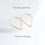 Sol and Venus Gold Filled 20 GA Piercing Teardrop Hoop Horseshoe Arc Hook Earrings with 1 Gold Bead