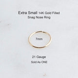 Gold Filled 7 mm Nose Ring Hoop Piercing 21 Gauge