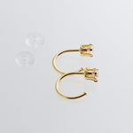 Gold Filled Sterling Silver Small Hoop Huggie Piercing Earrings with Cubic Zirconia