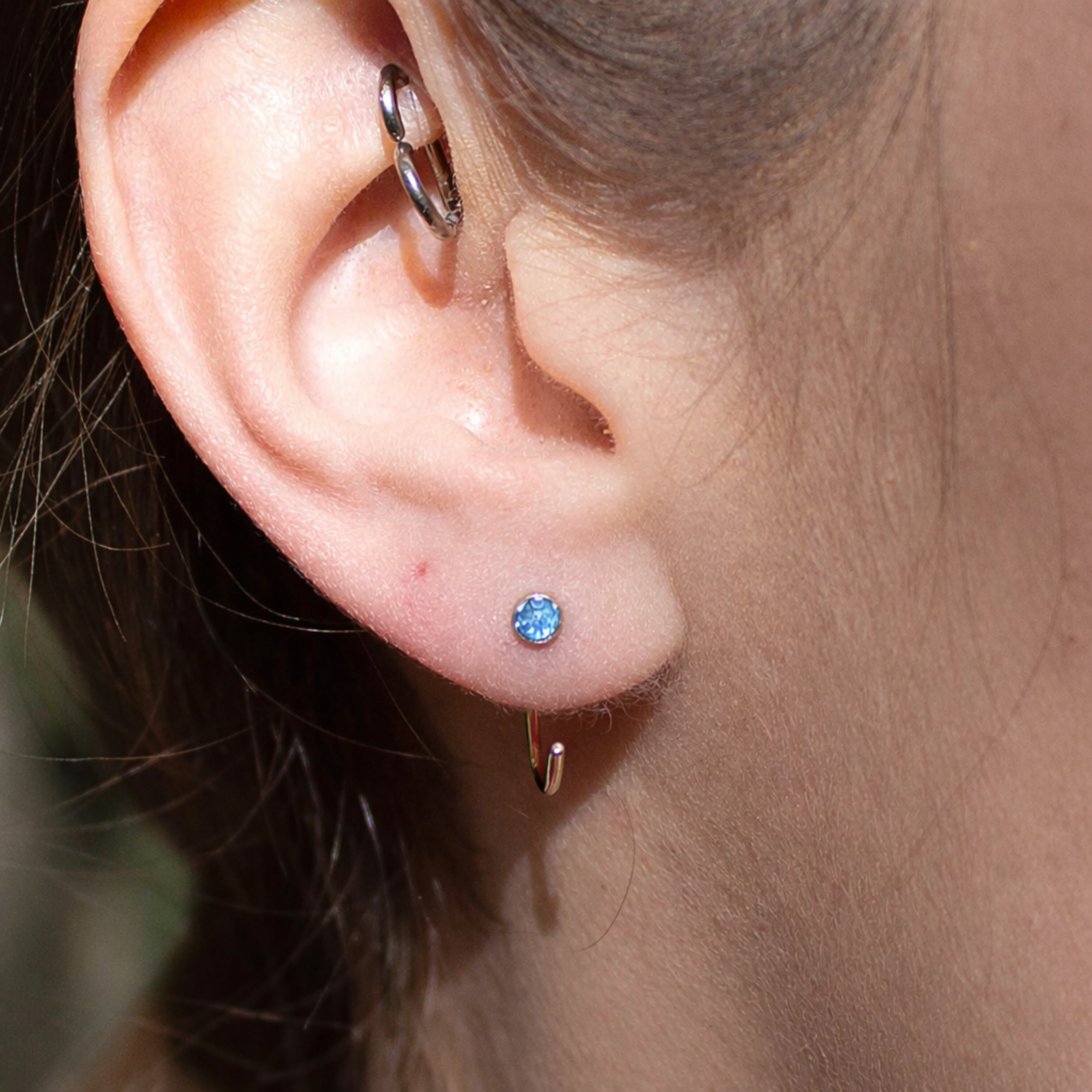 Sterling Silver Aquamarine Hoop Earrings