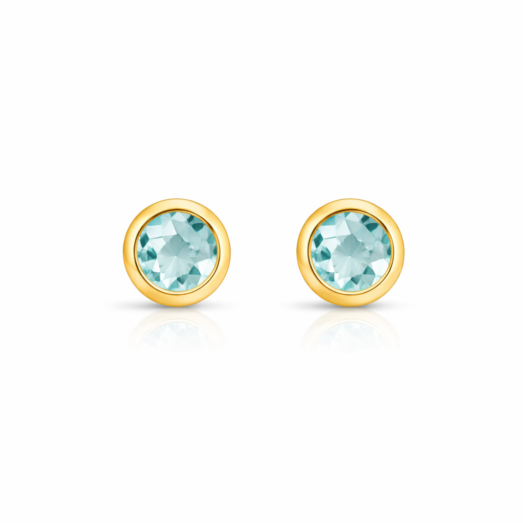 Solid Gold Aquamarine Stud Earrings