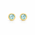 Solid Gold Aquamarine Stud Earrings