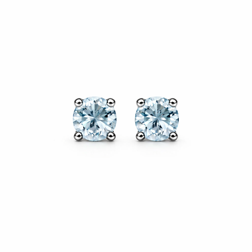 Sterling Silver Swiss Blue Topaz Stone Stud Earrings
