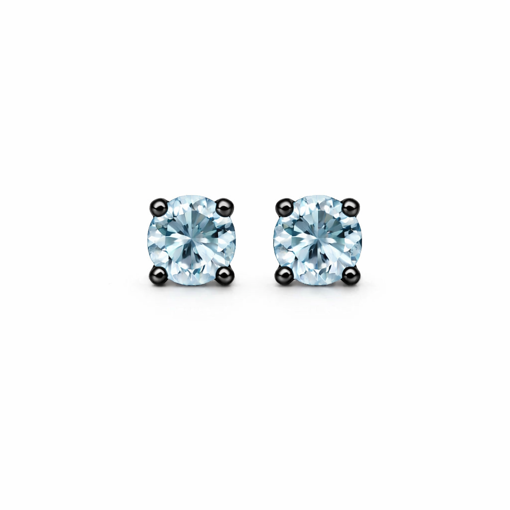 Sterling Silver Swiss Blue Topaz Stone Stud Earrings