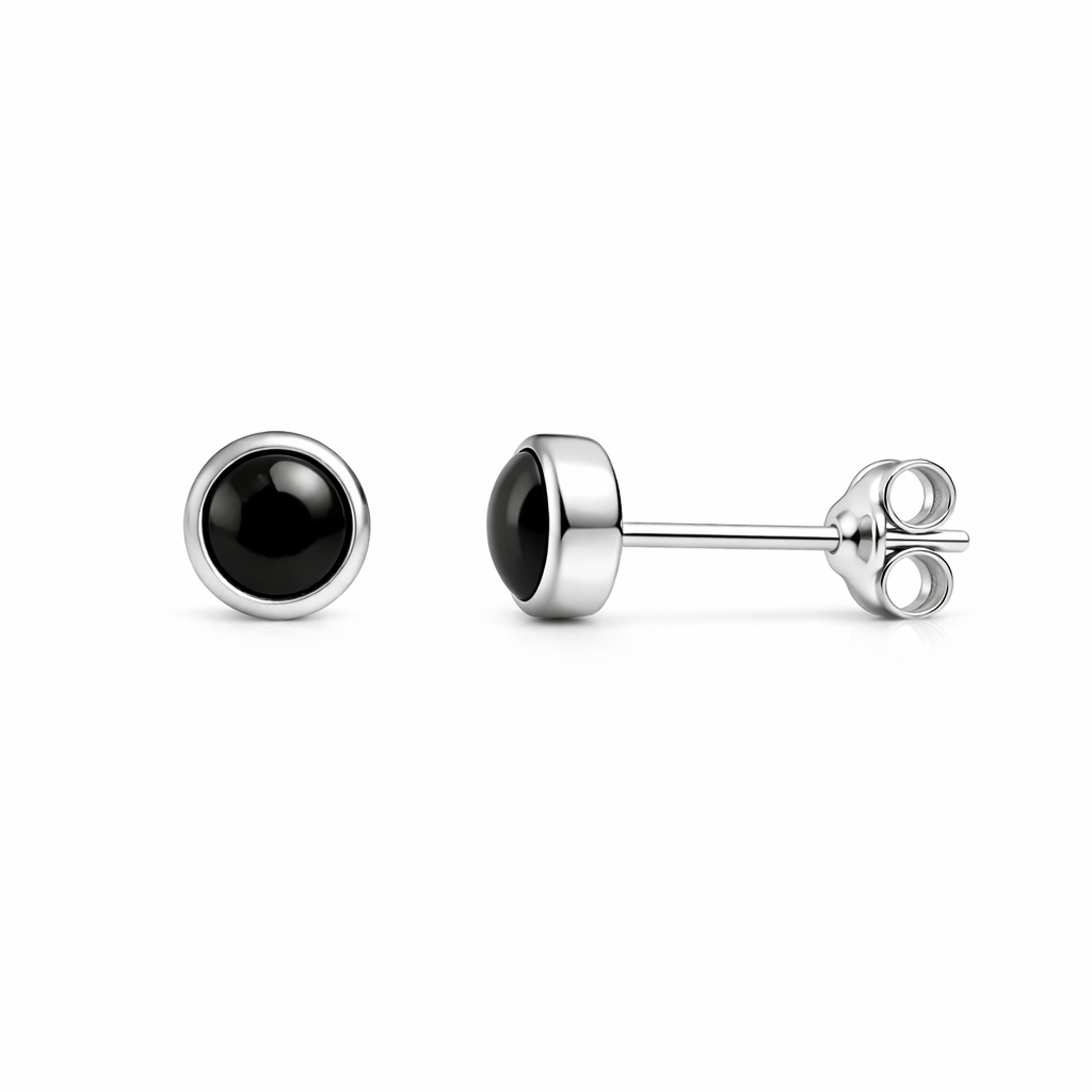 Sterling Silver Black Onyx Stud Earrings