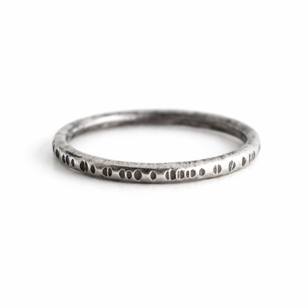 12 GA Hammered Silver Band Ring