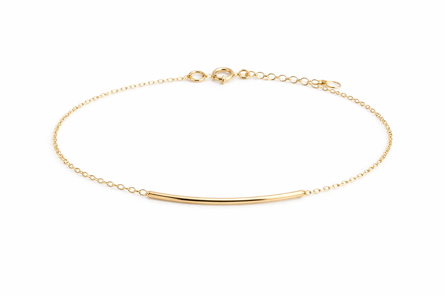 Gold-Filled Tube Chain Anklet