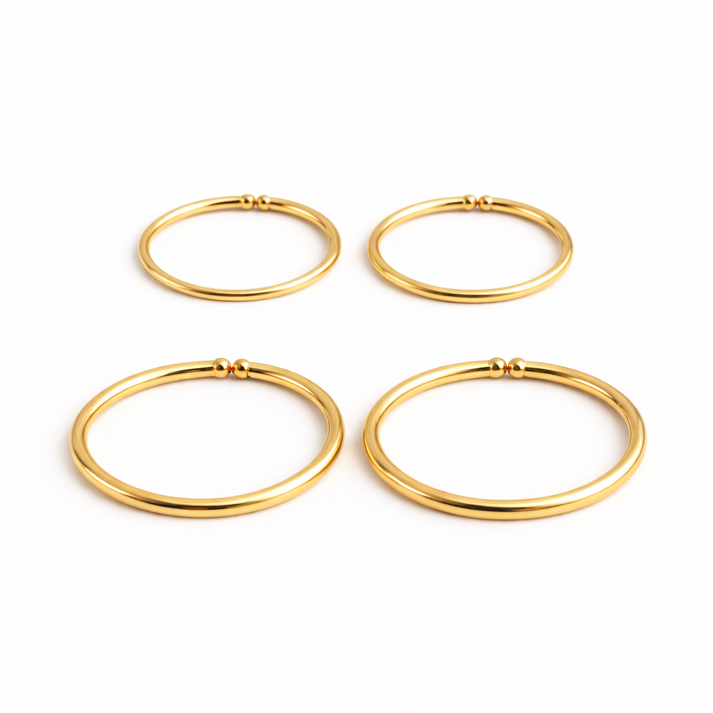 22 GA Rose Gold-Filled 2-Pair Hoop Earrings Set (6mm & 7mm)