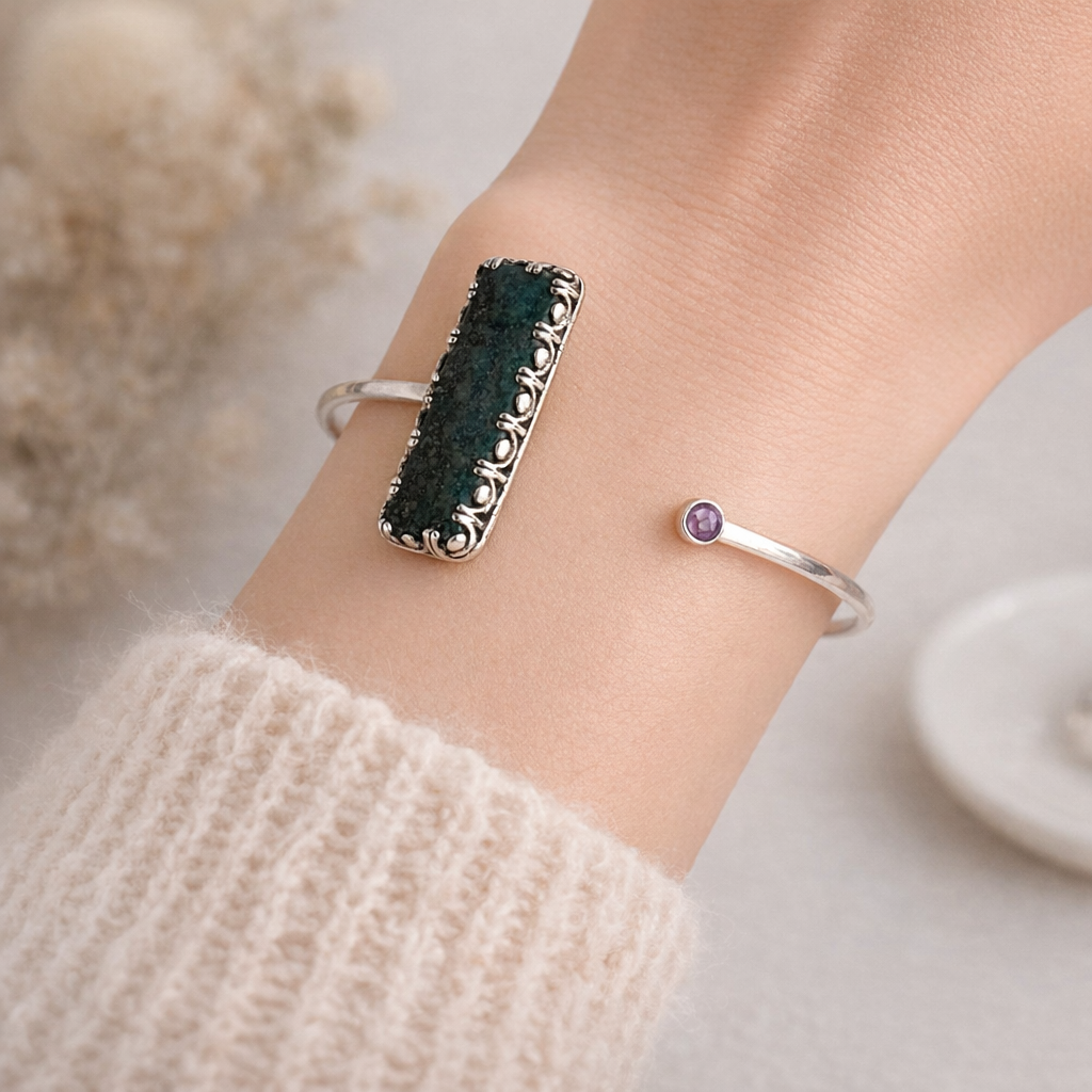 Amethyst & Chrysocolla Cuff Bracelet