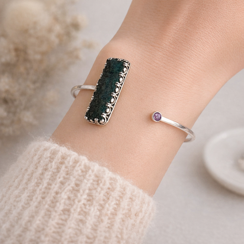 Amethyst & Chrysocolla Cuff Bracelet