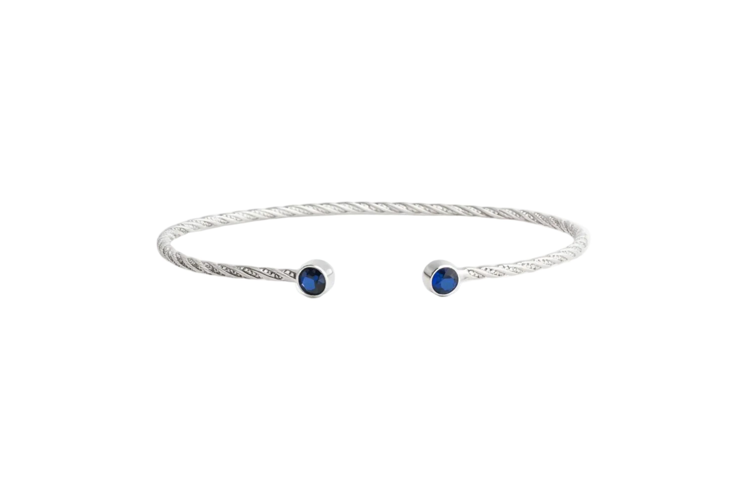 Blue Sapphire Twisted Cuff Bracelet