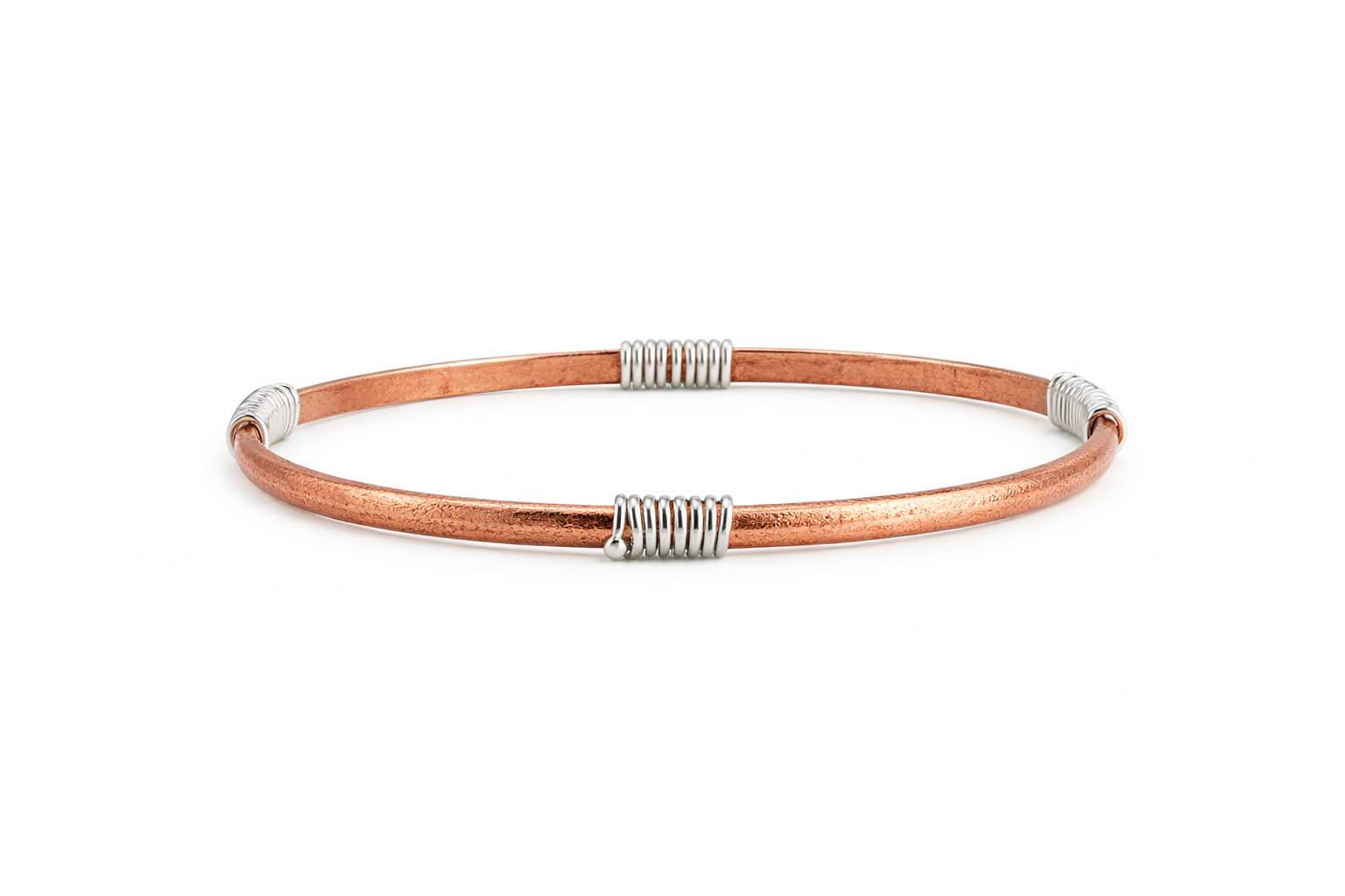 Copper & Sterling Silver Half Round Bangle Bracelets