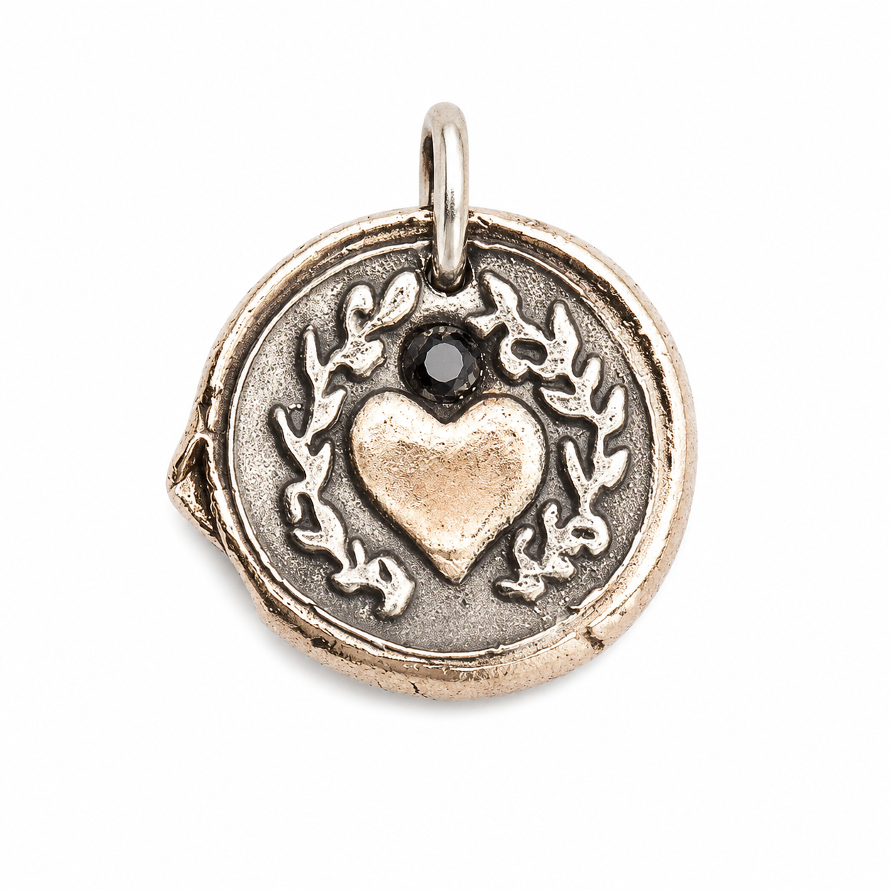 Black Spinel Heart Charm Necklace