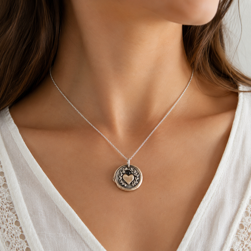 Black Spinel Heart Charm Necklace