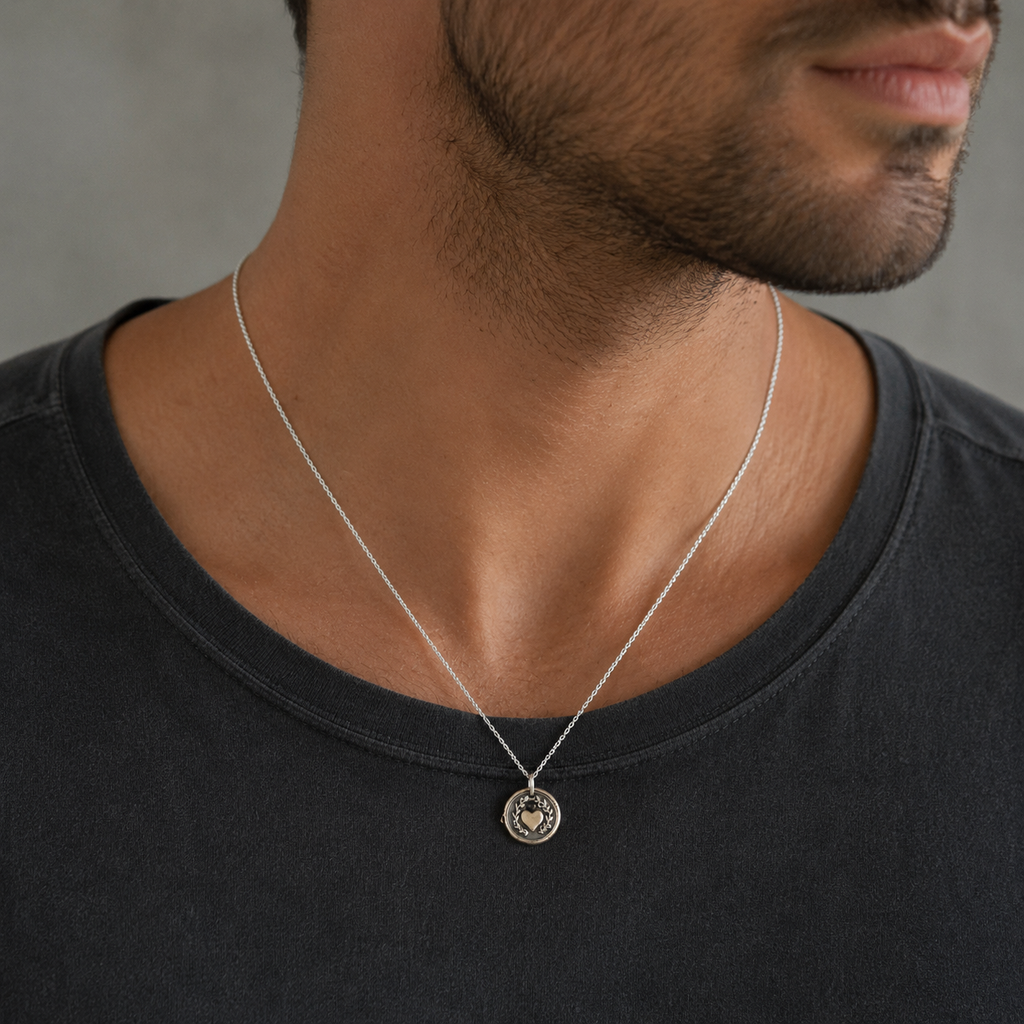 Black Spinel Heart Charm Necklace