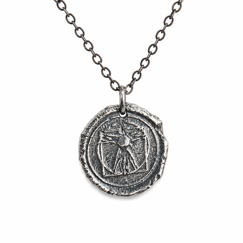 Vitruvian Man Pendant – Sterling Silver Necklace