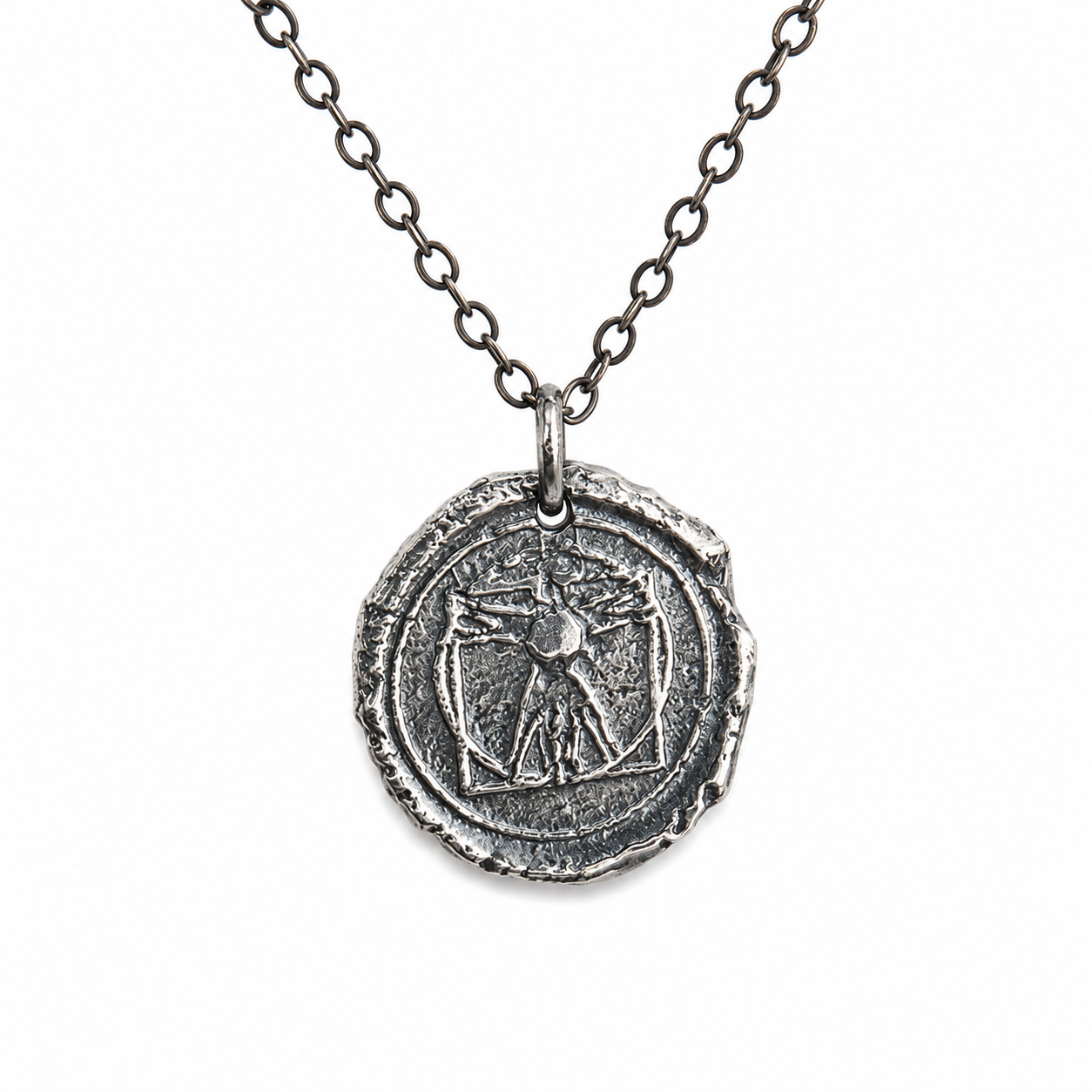 Vitruvian Man Pendant – Sterling Silver Necklace