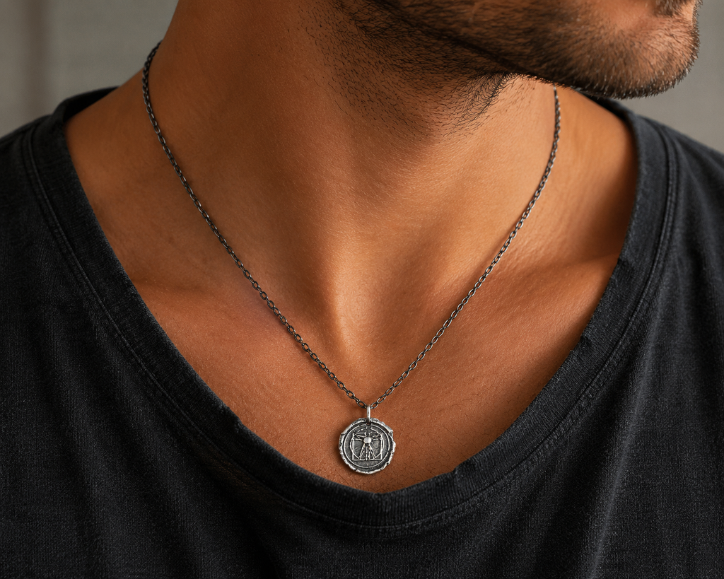 Vitruvian Man Pendant – Sterling Silver Necklace