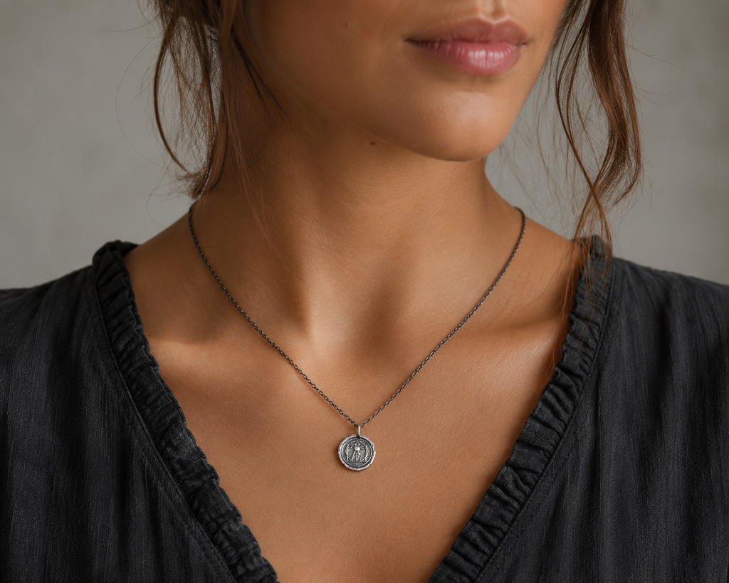 Vitruvian Man Pendant – Sterling Silver Necklace