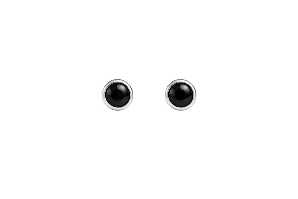 Sterling Silver Black Onyx Stud Earrings