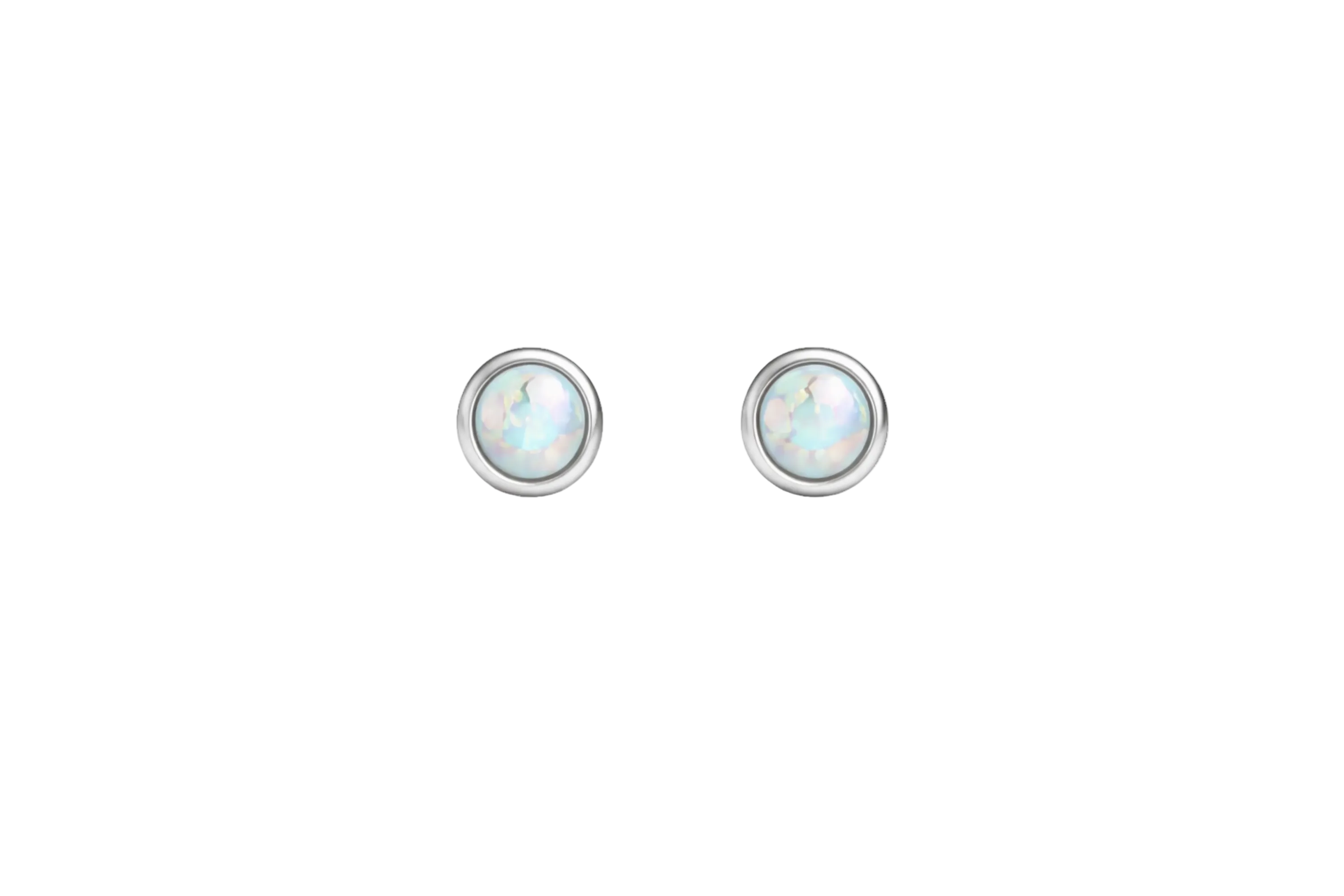 Sterling Silver White Opal Stud Earrings