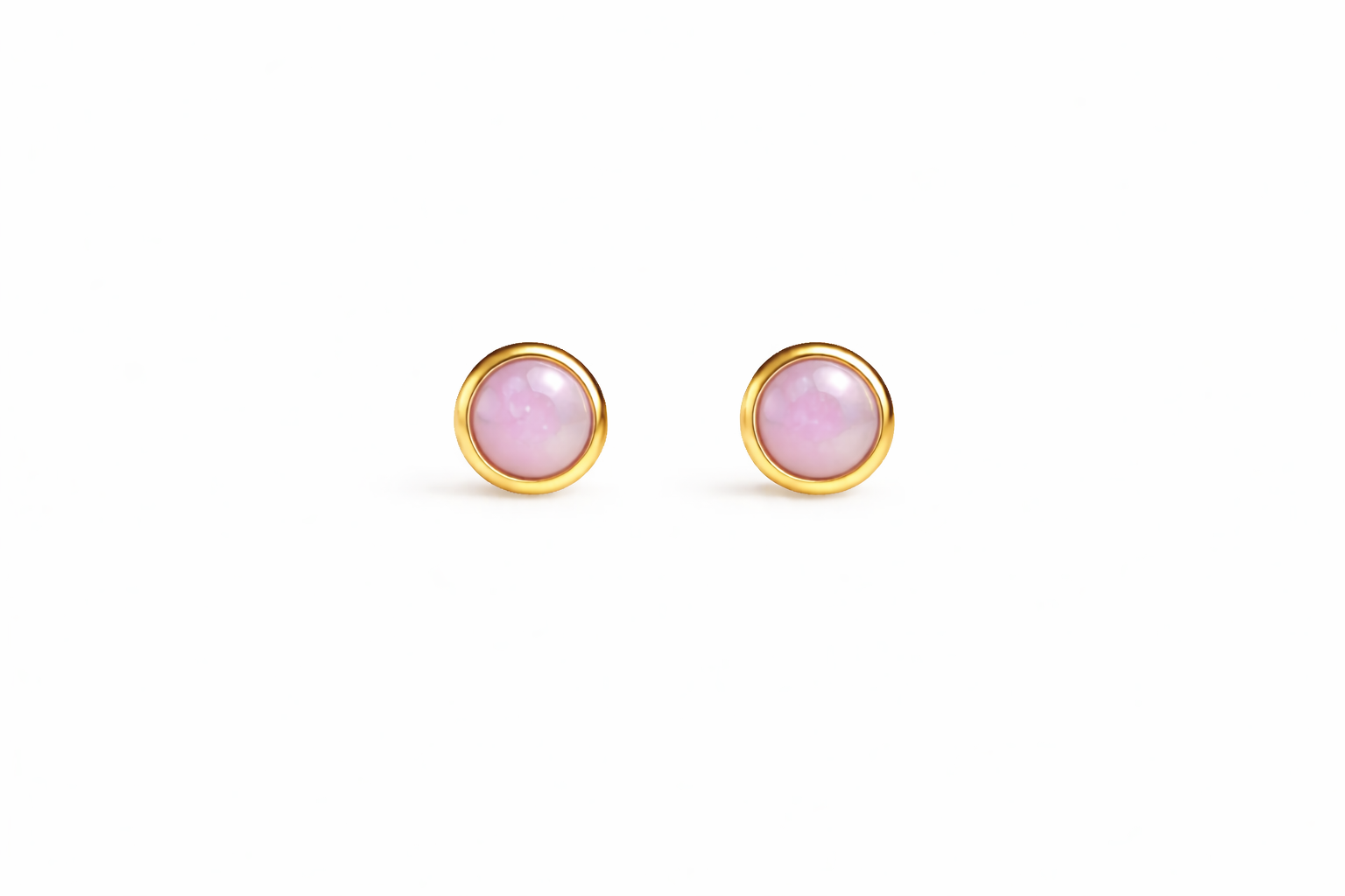 Gold-Filled Pink Chalcedony Stud Earrings