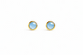 Gold-Filled Light Blue Chalcedony Tiny Stud Earrings