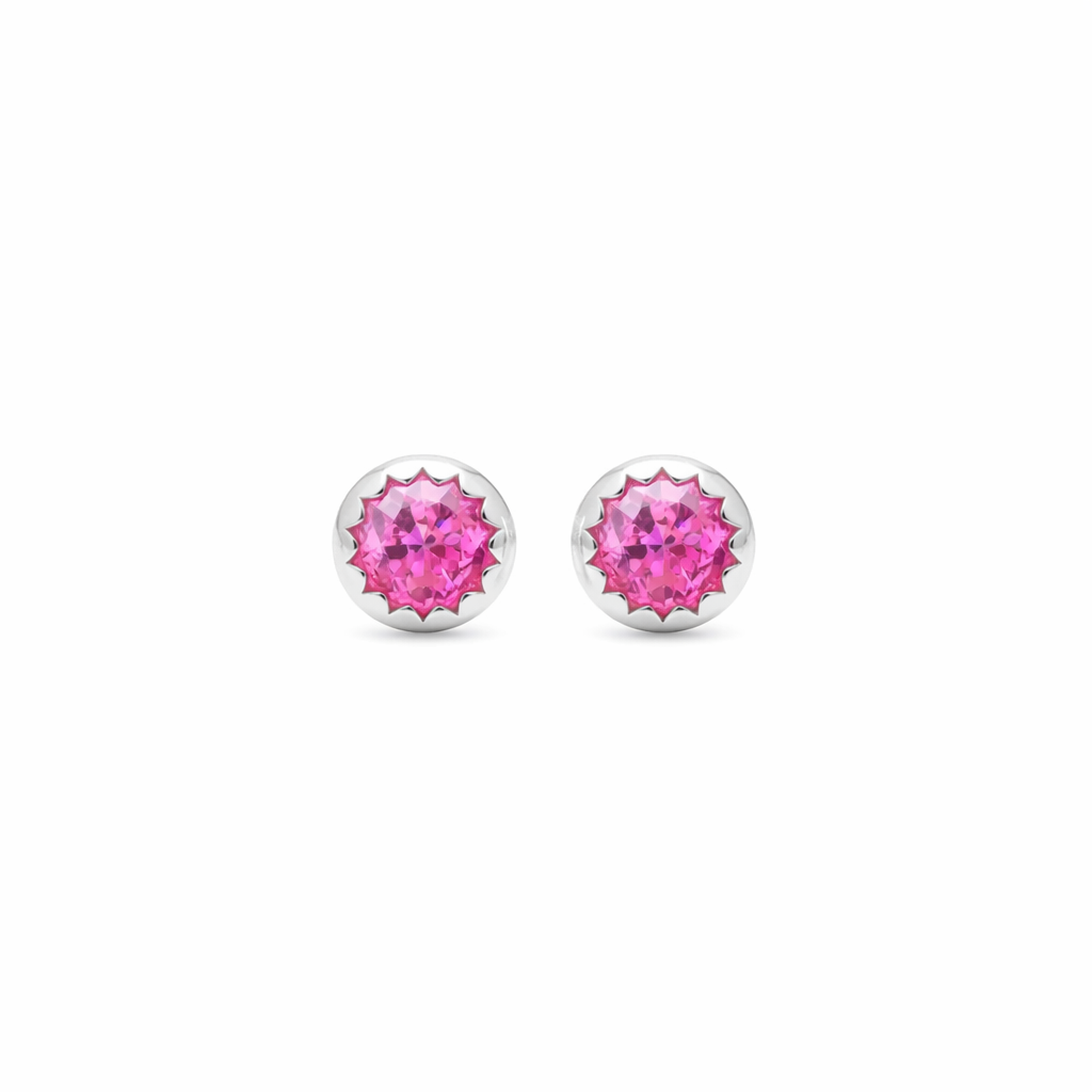 Sterling Silver Pink Sapphire Stud Earrings