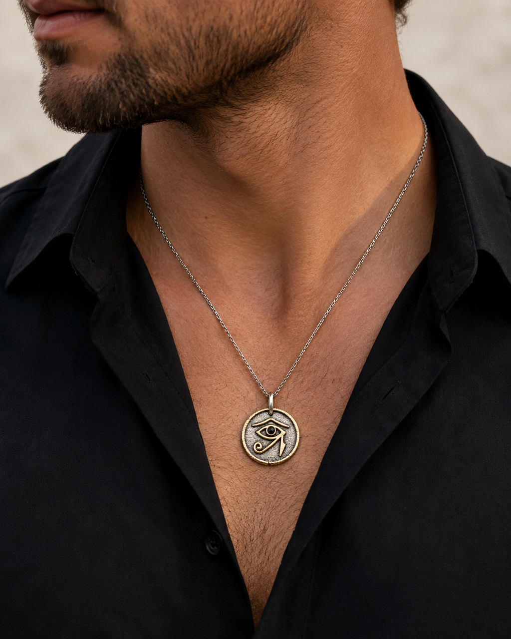 Eye of Horus Black Spinel Pendant Necklace