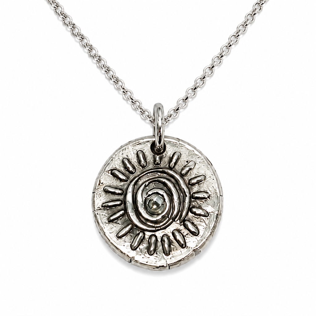 White Bronze Sun Necklace