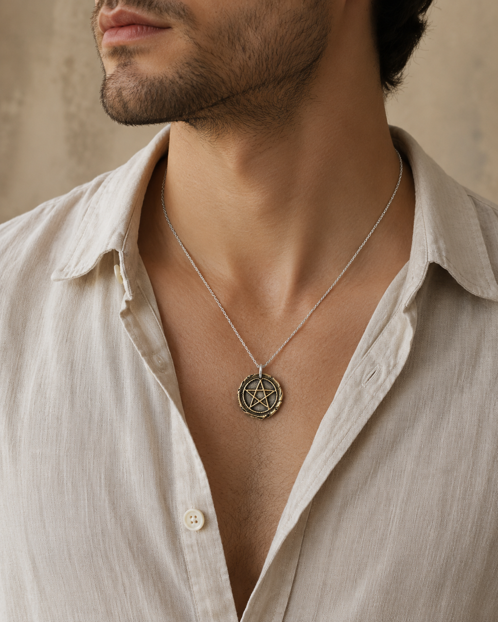 Bronze Pentagram Pendant Necklace