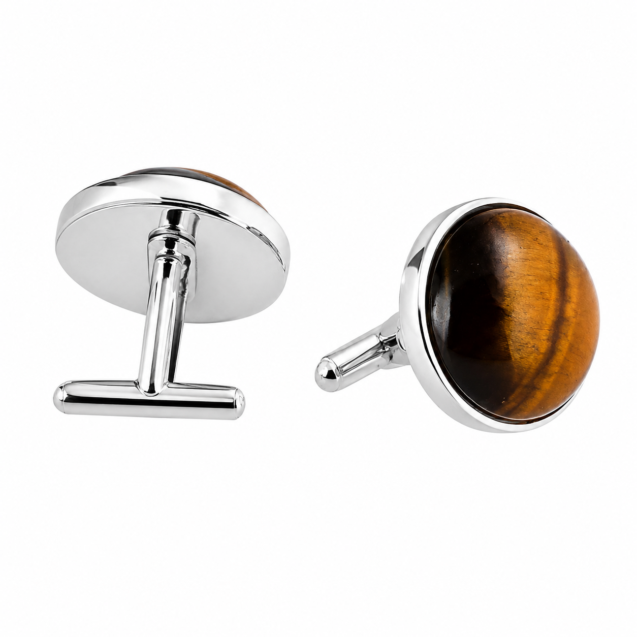 Sterling Silver Tiger Eye Cufflinks