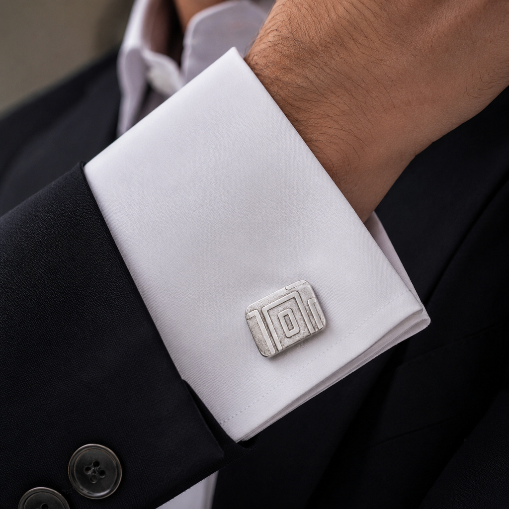Sterling Silver Greek Key Cufflinks