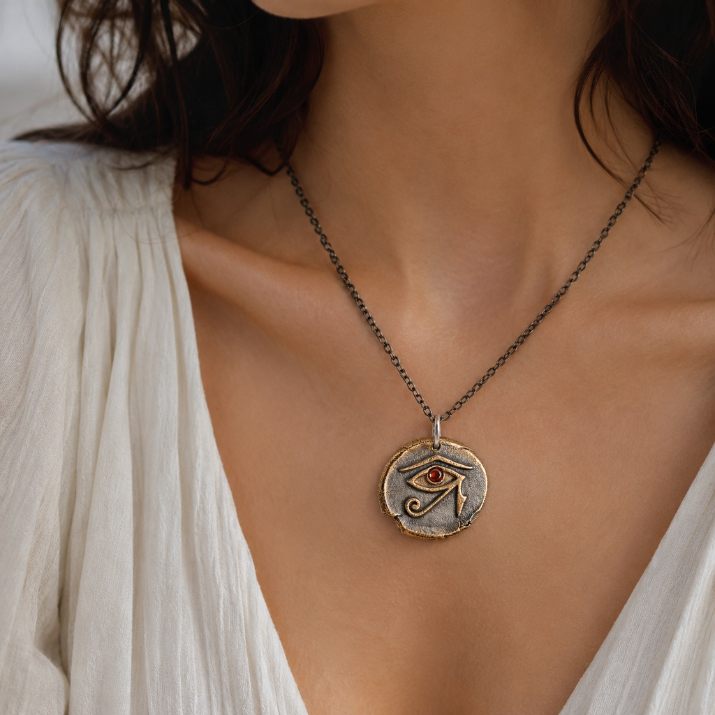 Eye of Horus Red Ruby Pendant Necklace