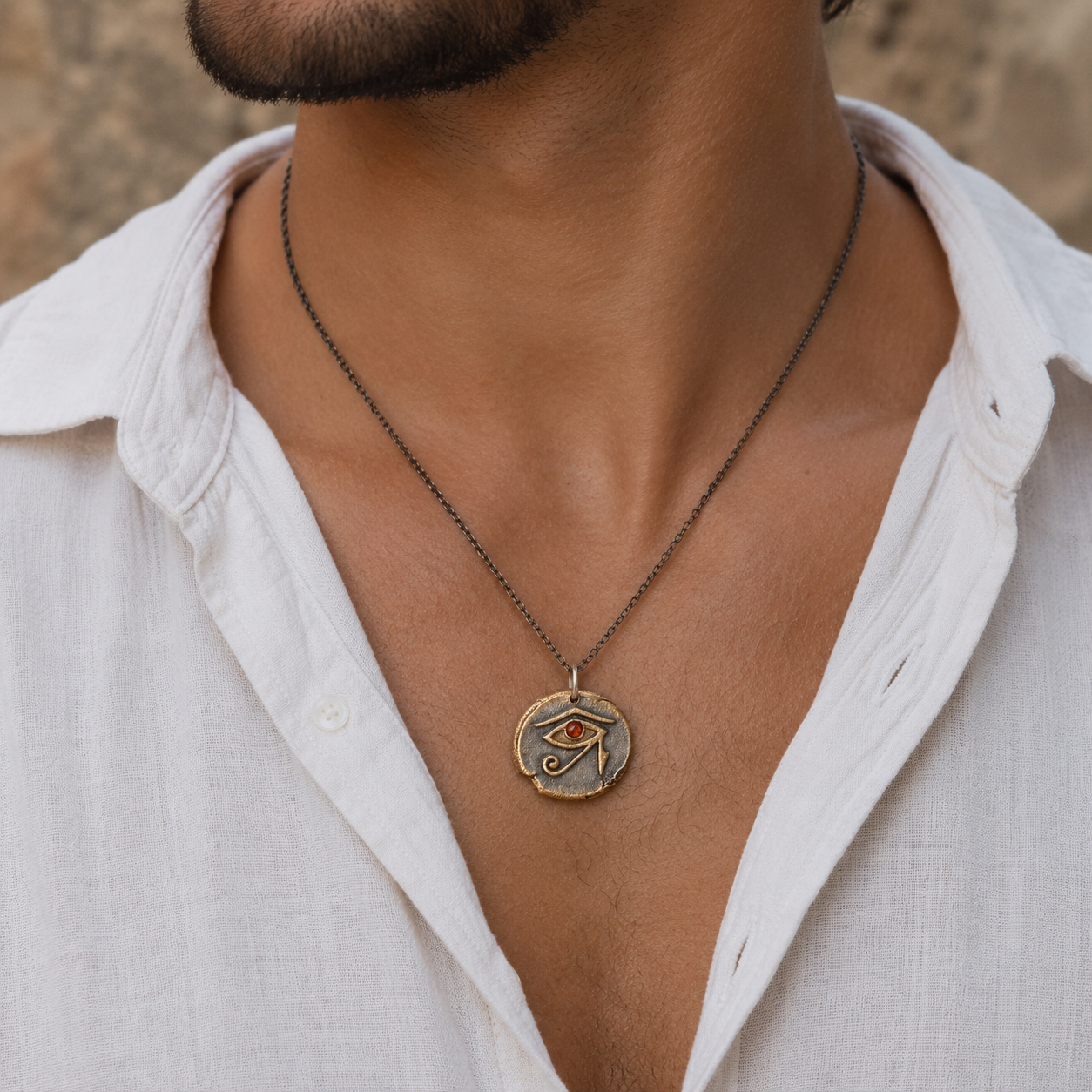 Eye of Horus Red Ruby Pendant Necklace