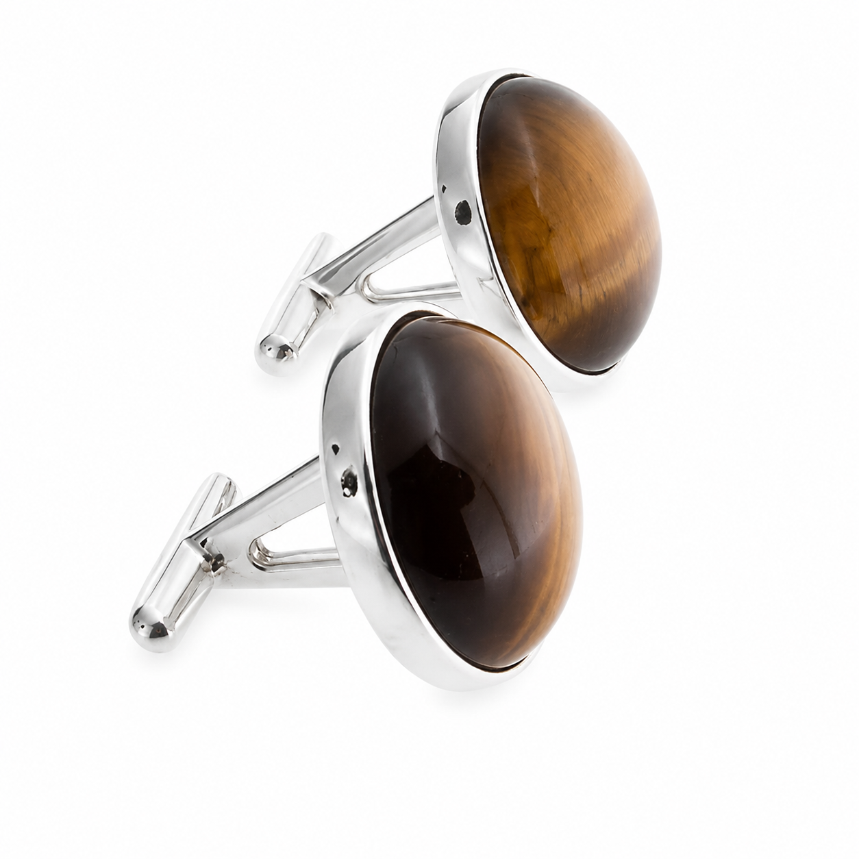 Sterling Silver Tiger Eye Cufflinks