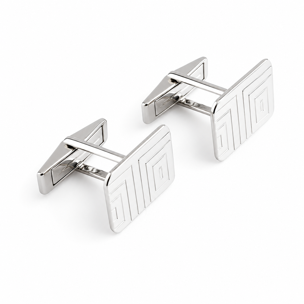 Classic Sterling Silver Greek Key Cufflinks