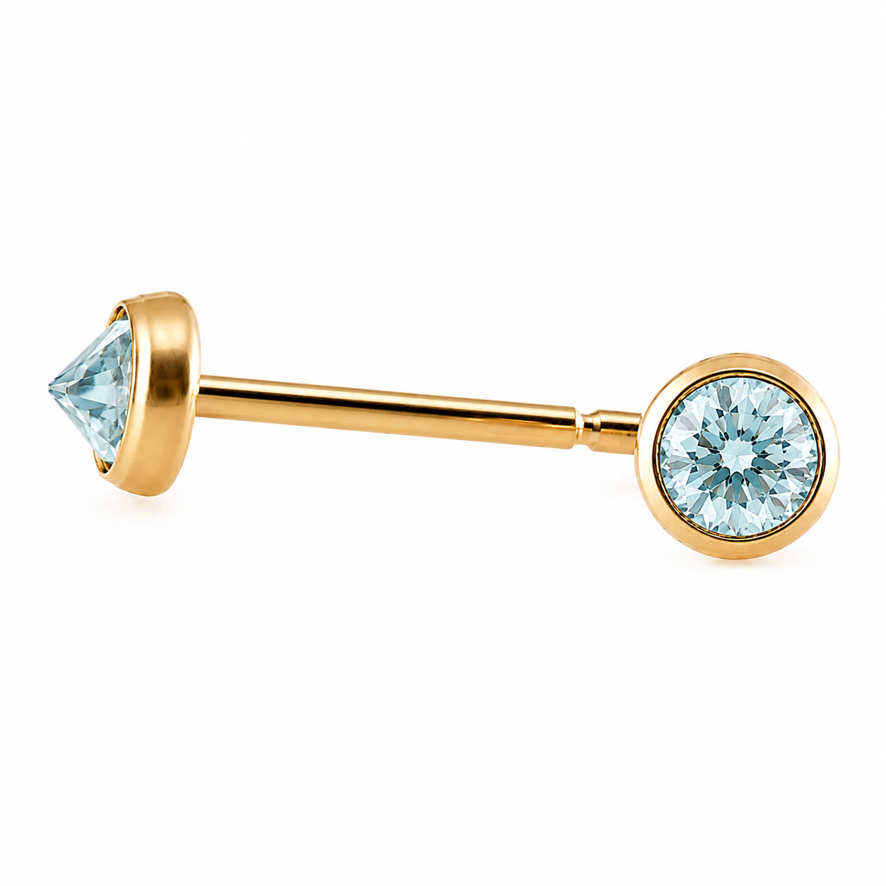 Solid Gold Aquamarine Stud Earrings