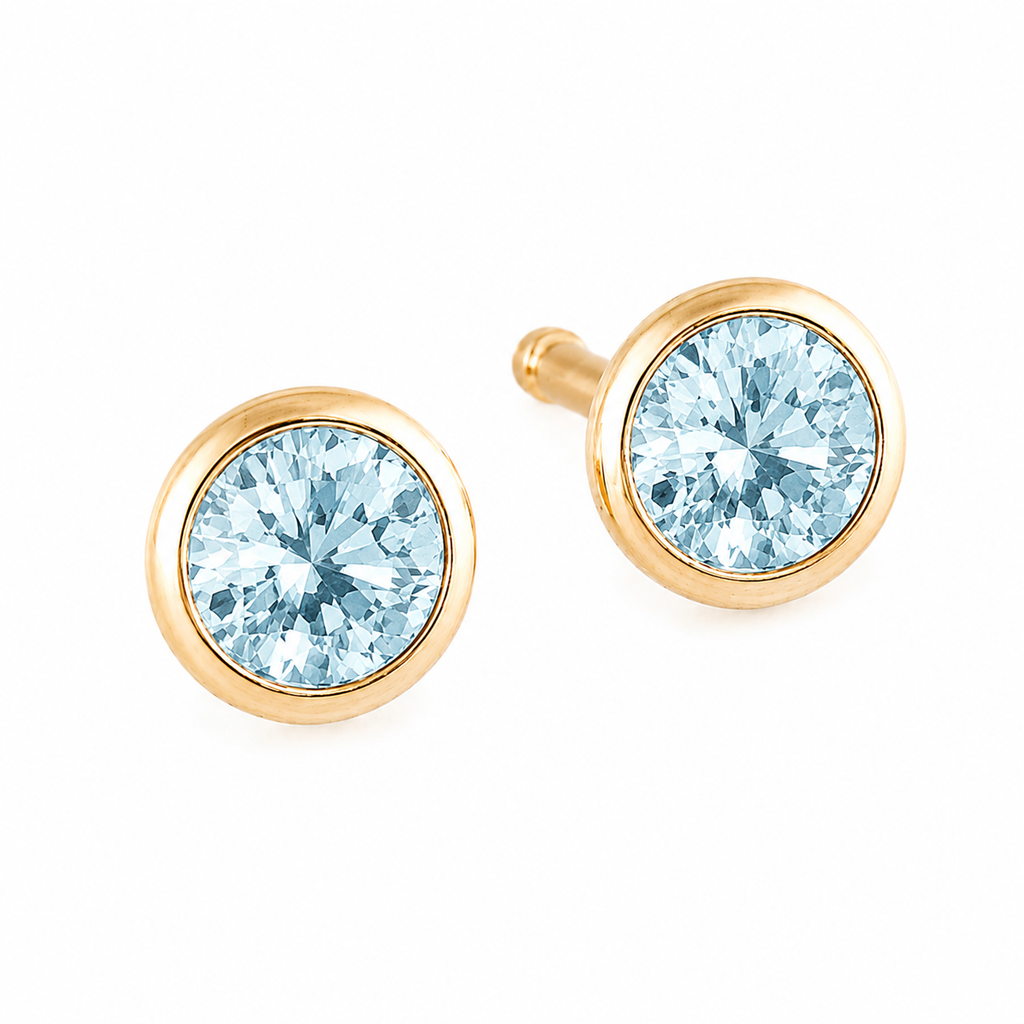 Solid Gold Natural Swiss Topaz Stud Earrings