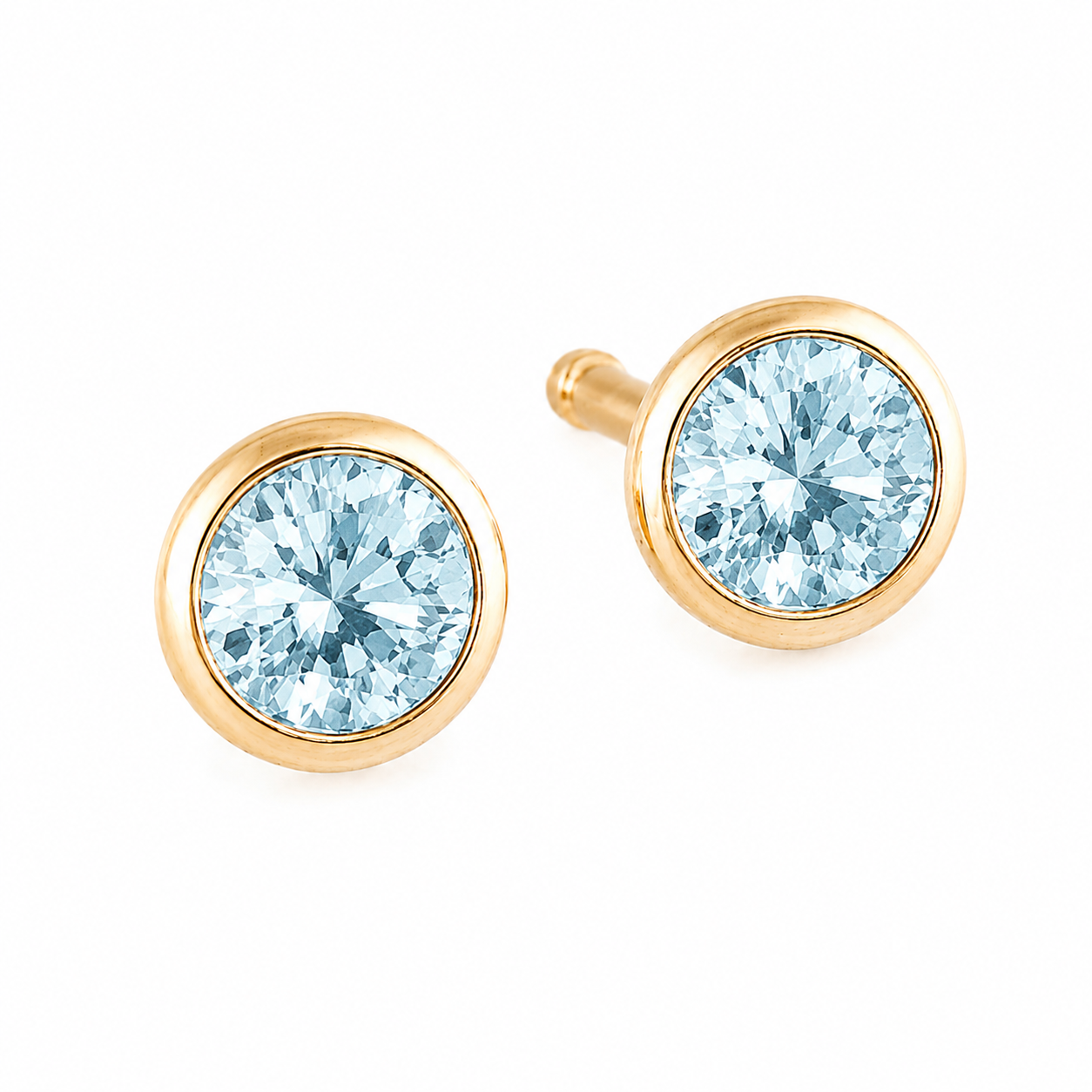 Solid Gold Natural Swiss Topaz Stud Earrings