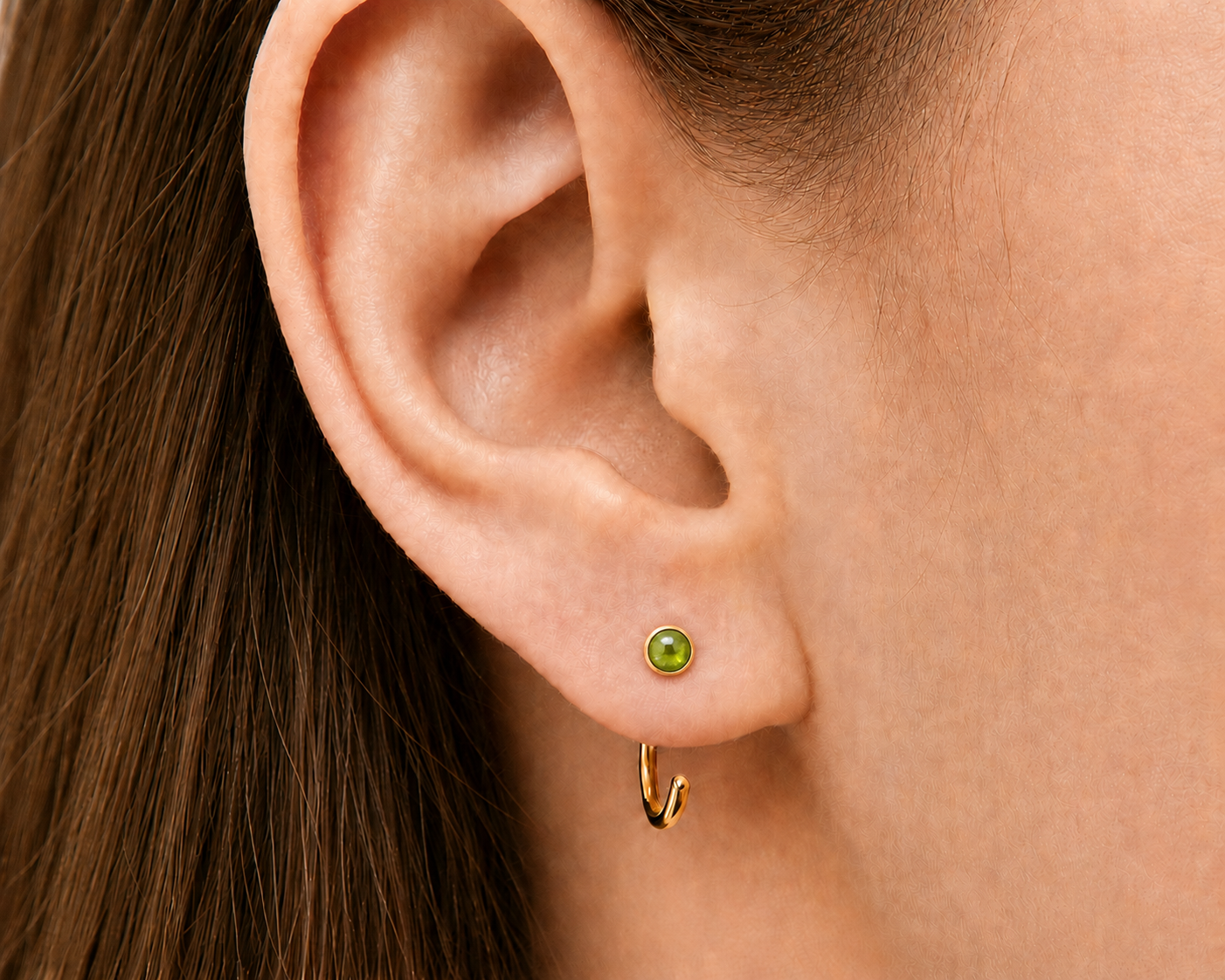 Gold-Filled Peridot Half Hoop Earrings