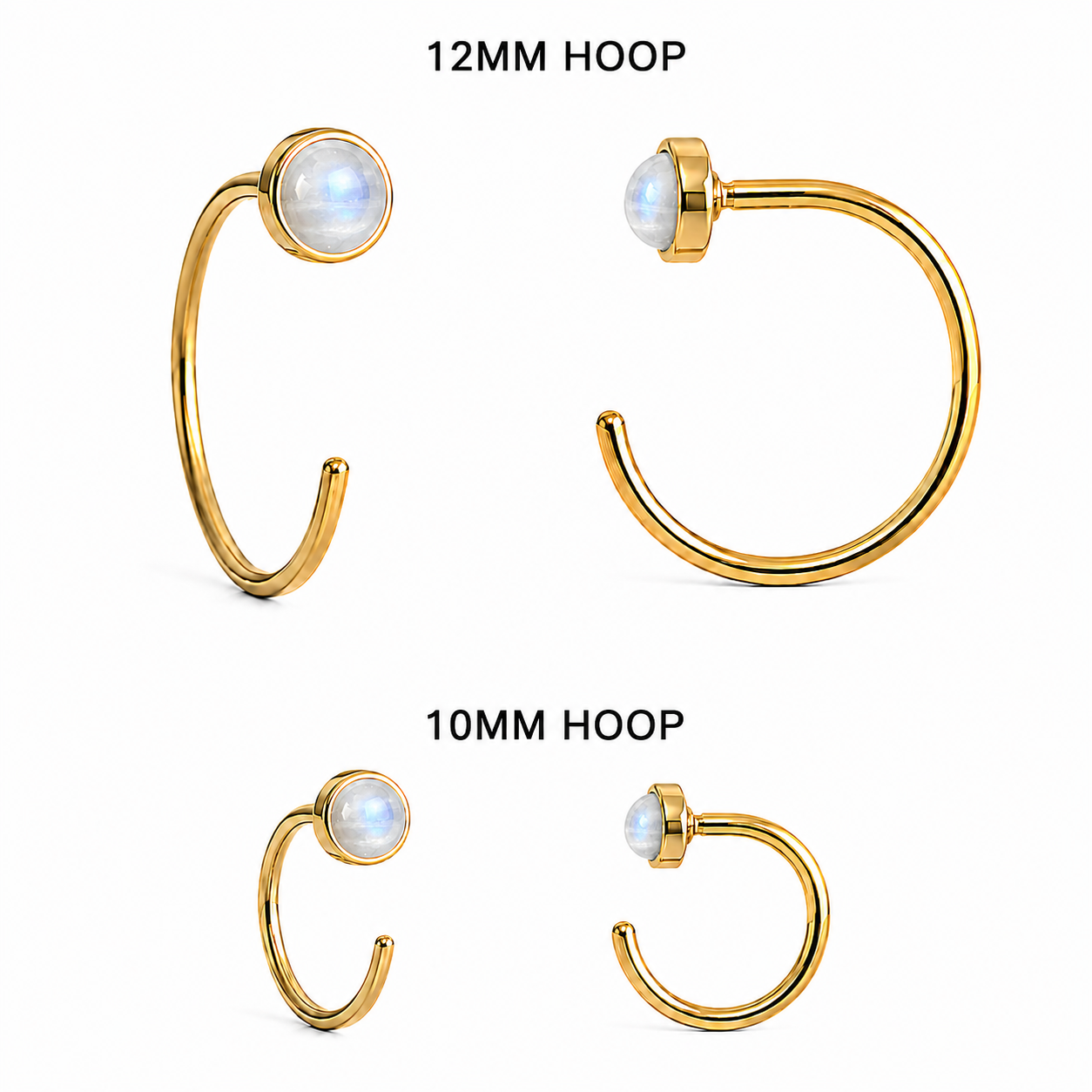 Gold-Filled Moonstone Half Hoop Earrings
