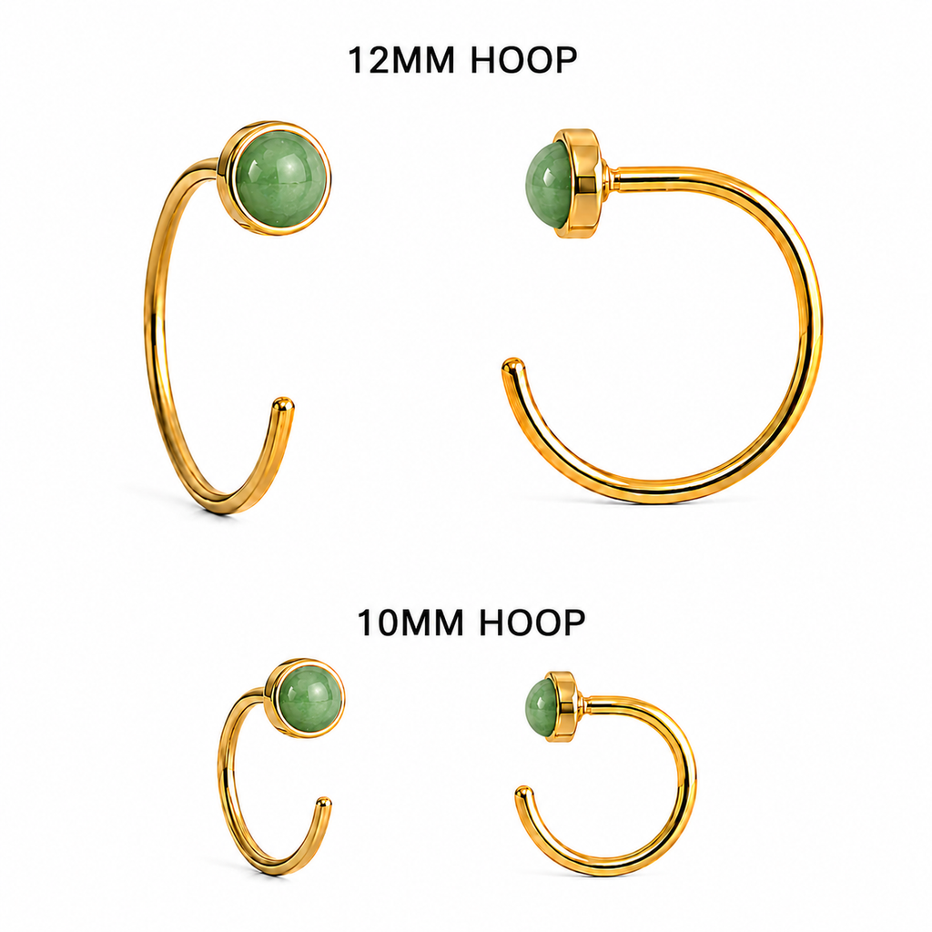 Gold-Filled Jade Half Hoop Earrings