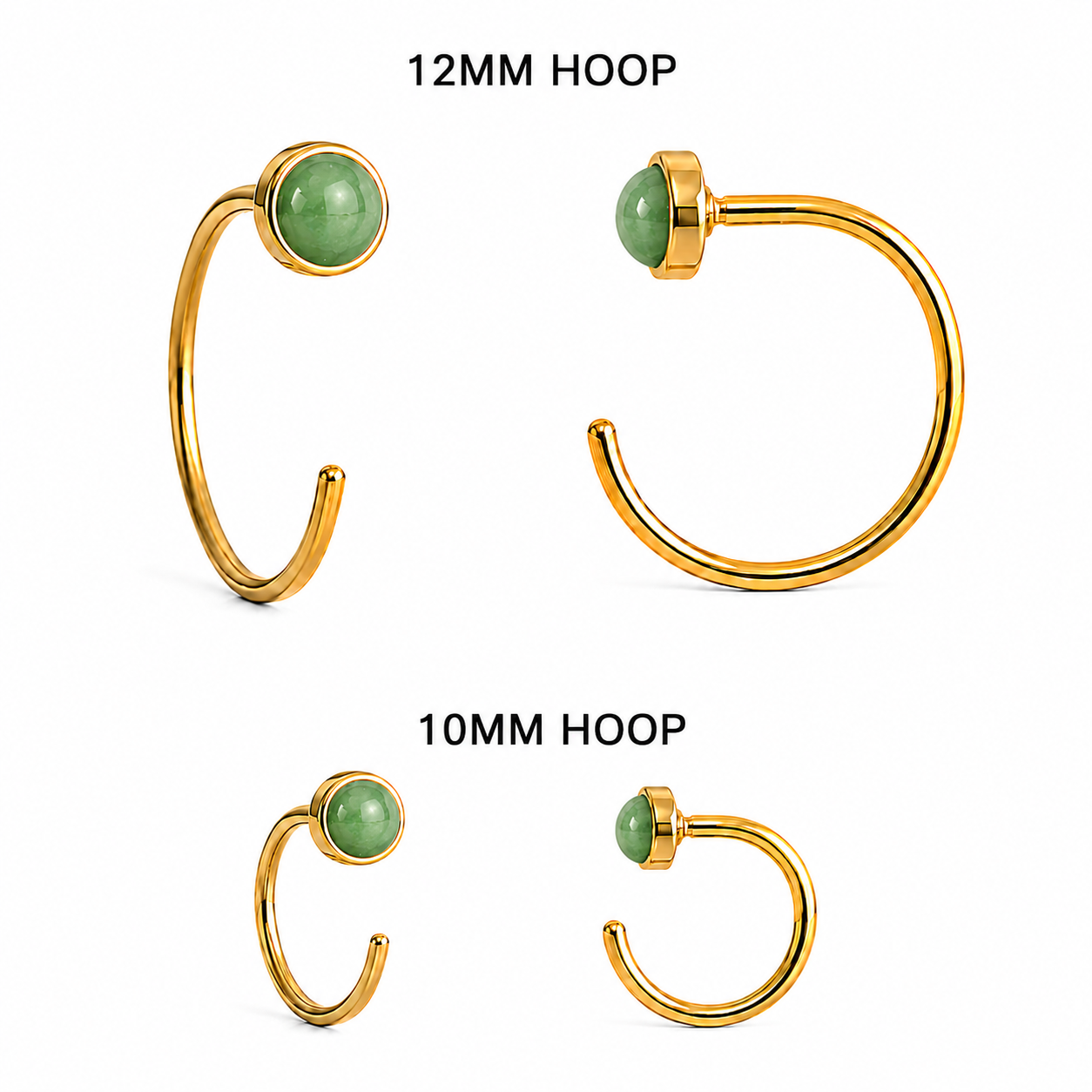 Gold-Filled Jade Half Hoop Earrings