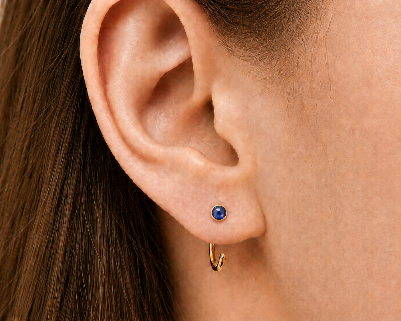 Gold-Filled Blue Kyanite Half Hoop Earrings